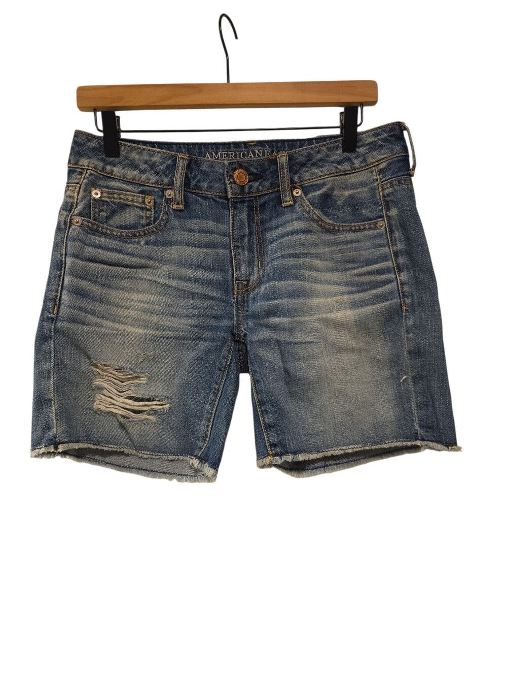 American Eagle, NWT, Jean Shorts, Distressed, Fringe Bottom, Women's sz 4, L- 15